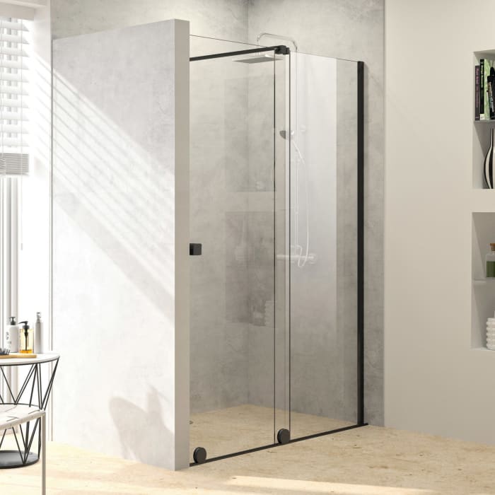 HÜPPE Xtensa pure Walk-In Gleittür mit festem Segment Sondermaß B1 180,1-200 cm, Anschlag rechs