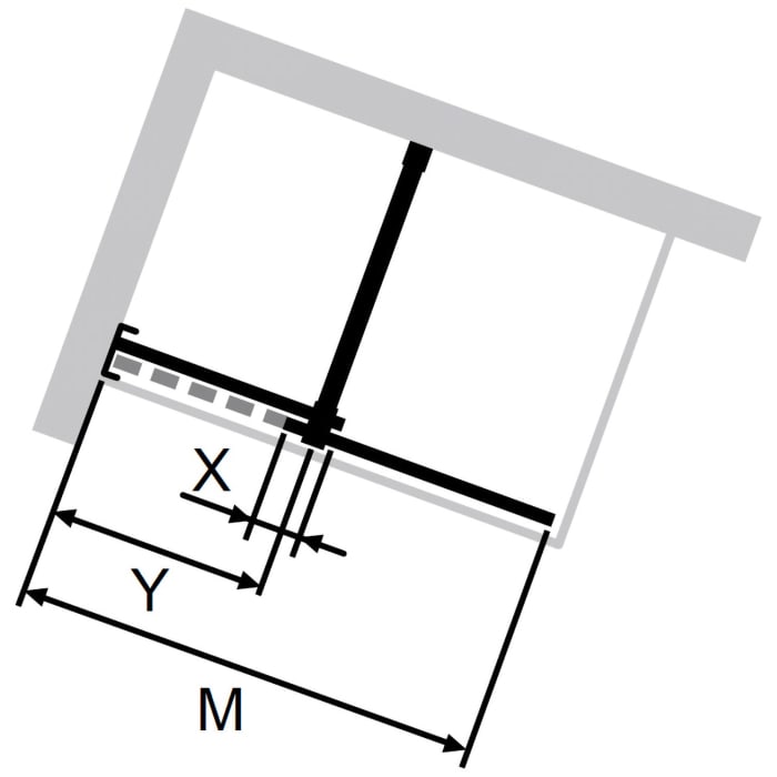 HÜPPE Xtensa pure Walk-In Gleittür mit festem Segment 90 cm, Anschlag links, Stabilisationsbügel in 45°