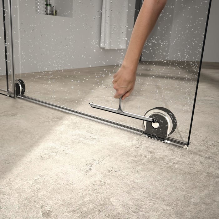 HÜPPE Xtensa pure Walk-In Gleittür mit festem Segment 100 cm, Anschlag rechts, mit Stabilisator
