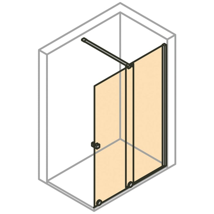 HÜPPE Xtensa pure Walk-In Gleittür mit festem Segment 110 cm, Anschlag rechts, mit Stabilisator