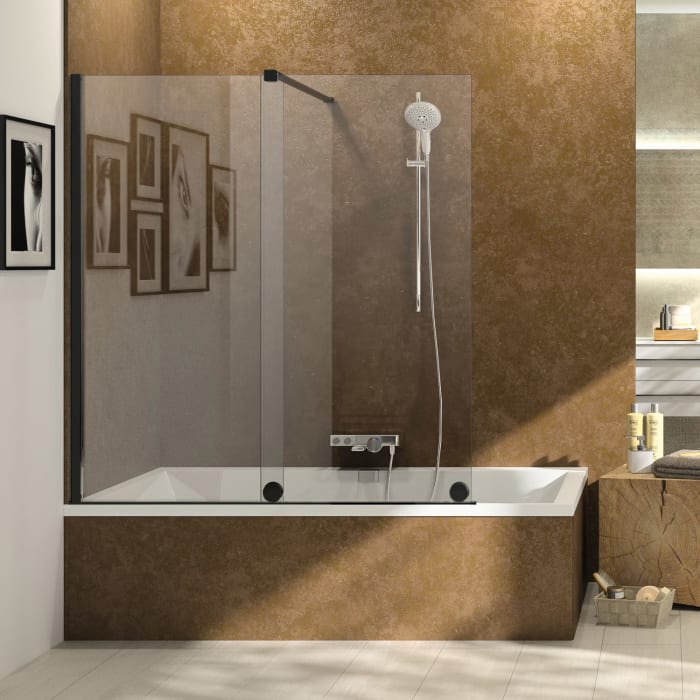 HÜPPE Xtensa pure Badewannenabtrennung 120 cm, Linksbefestigung und Komfortgriff Xtensa