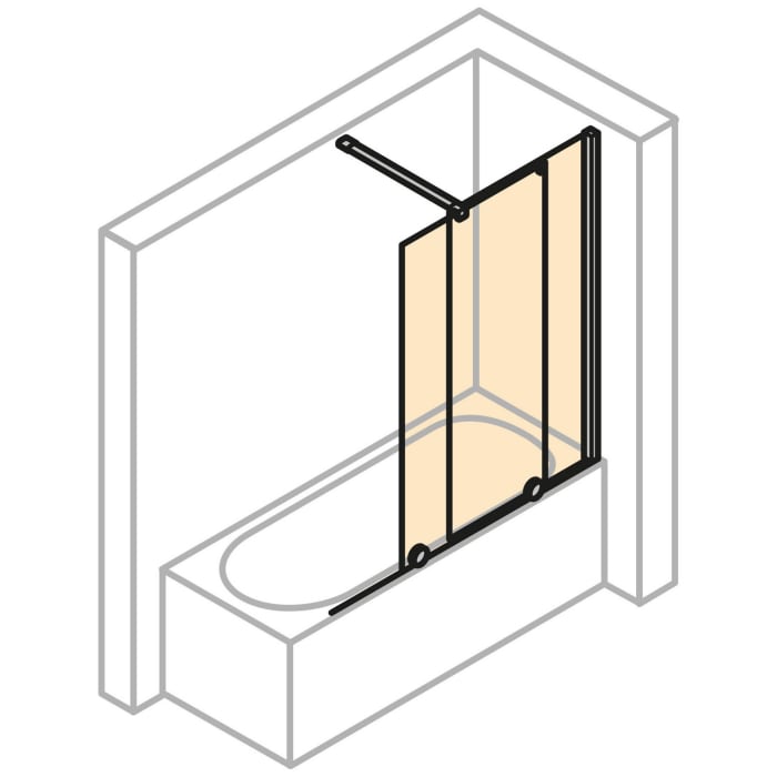 HÜPPE Xtensa pure Badewannenabtrennung 140 cm, Rechtsbefestigung, Deckenanbindung, Komfortgriff Xtensa