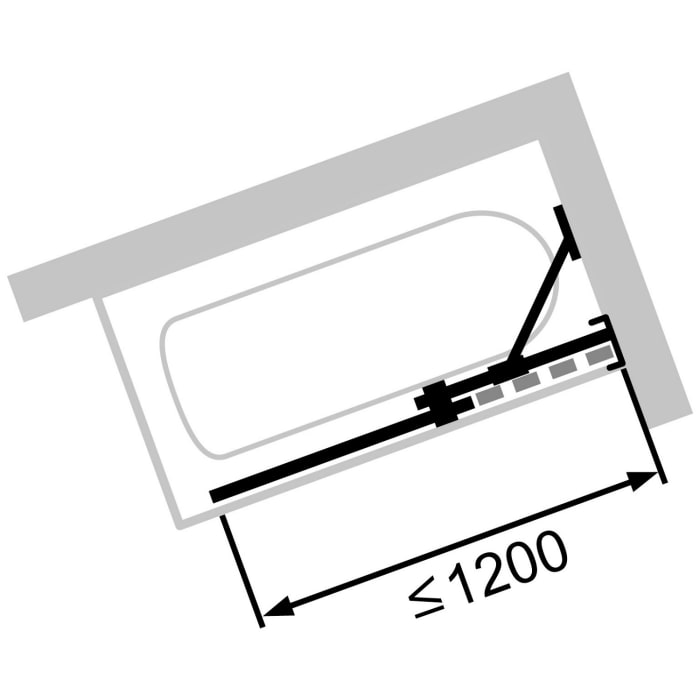 HÜPPE Xtensa pure Badewannenabtrennung 140 cm, Rechtsbefestigung, Deckenanbindung, Komfortgriff Xtensa
