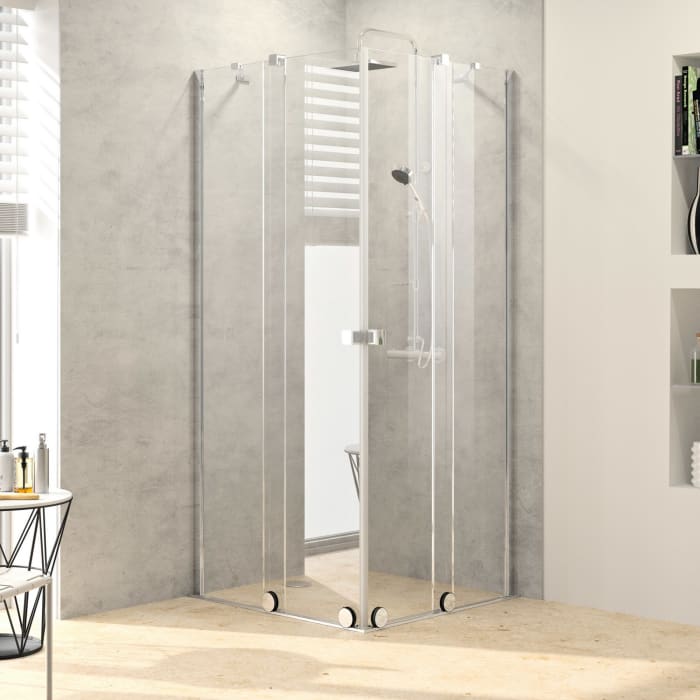 HÜPPE Xtensa pure 4-Eck Gleittüreckeinstieg 2-teilig 80 cm, Rechtsbefestigung, Deckenanbindung