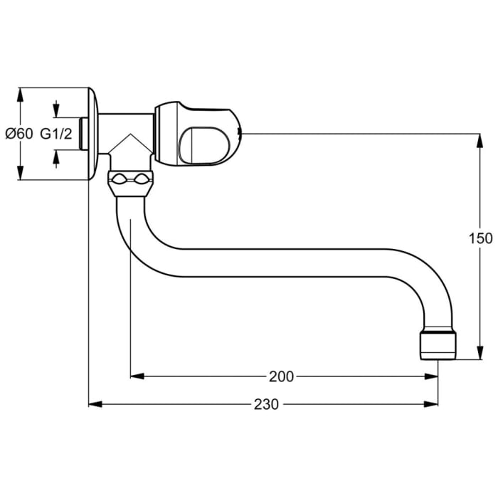 Ideal Standard Alpha Wandventil mit schwenkbarem Auslauf