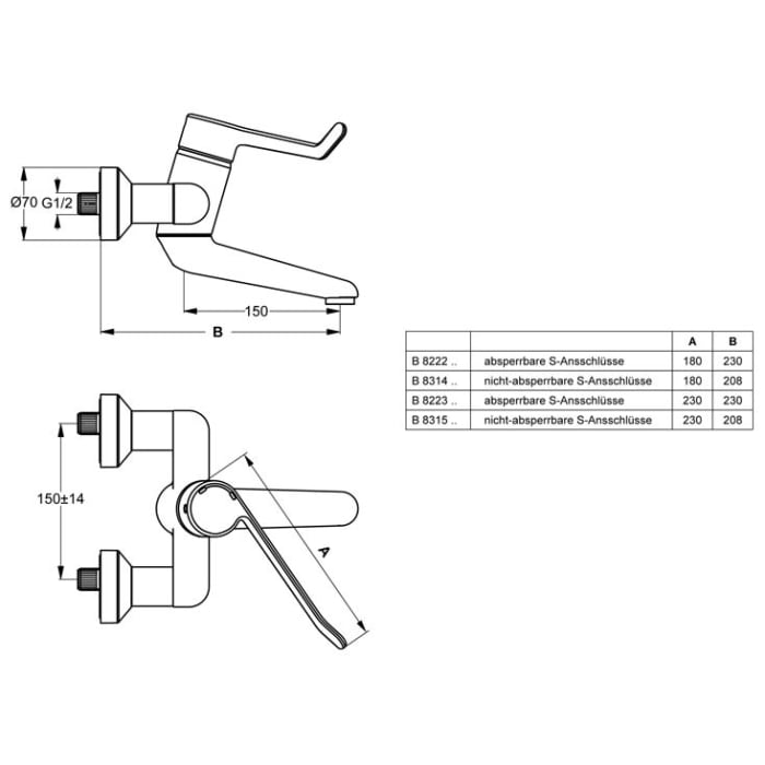 Ideal Standard CeraPlus Einhebel-Wand-Waschtischsicherheitsarmatur