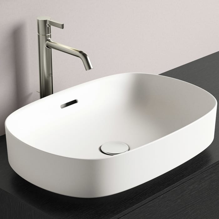 Ideal Standard Linda-X Aufsatzwaschtisch 55 cm, ohne Hahnloch, mit Überlauf