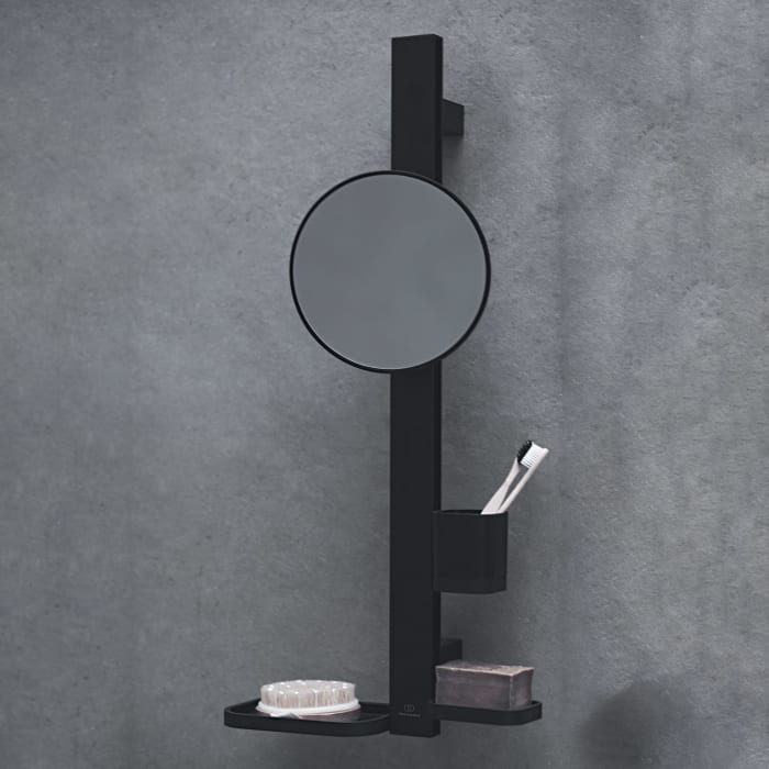 Ideal Standard Alu+ Beauty Bar Accessoires-Kombination S700 mit Spiegel Ø 20 cm