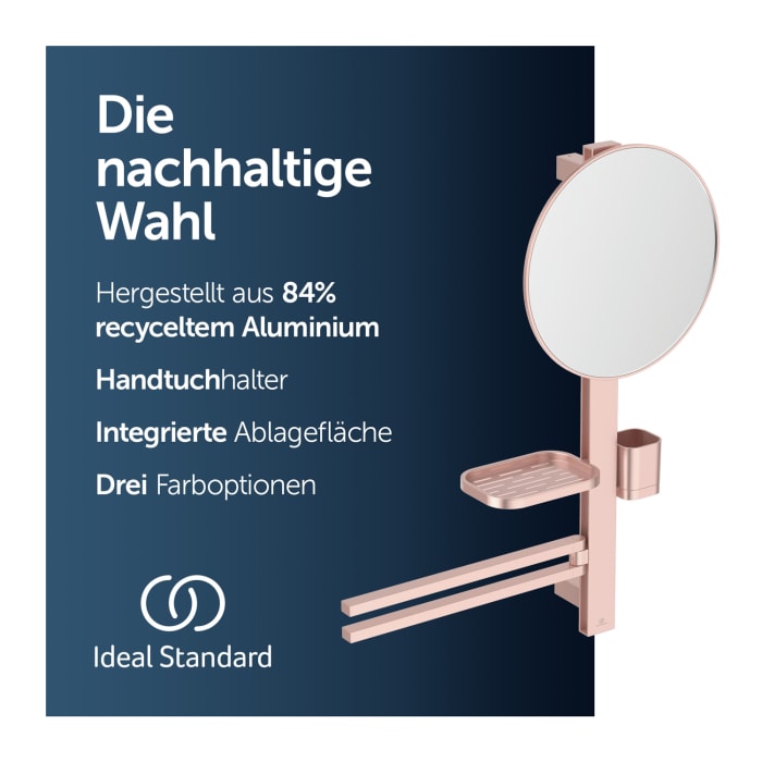 Ideal Standard Alu+ Beauty Bar Accessoires-Kombination M700 mit Spiegel Ø 32 cm