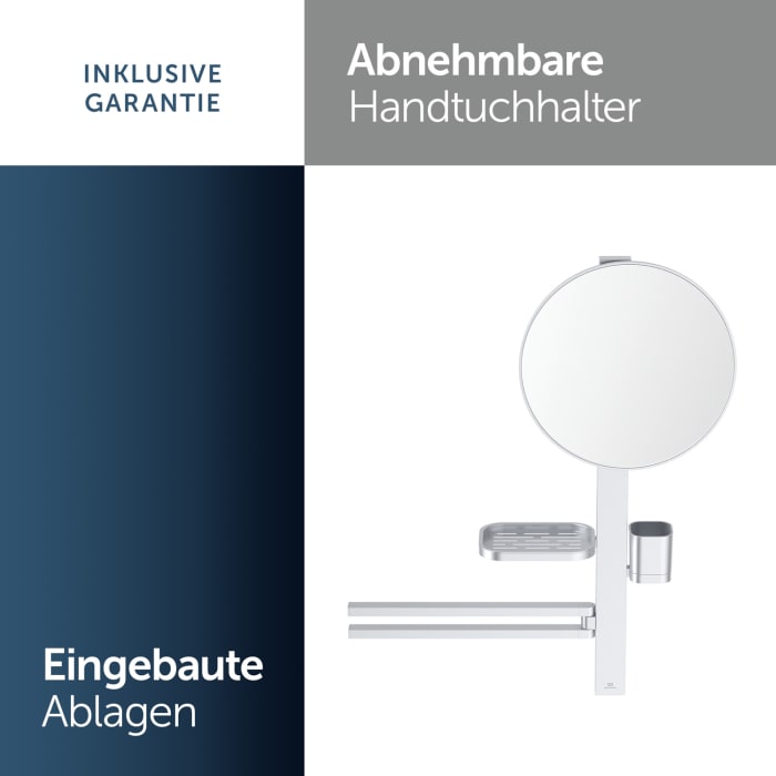 Ideal Standard Alu+ Beauty Bar Accessoires-Kombination M700 mit Spiegel Ø 32 cm