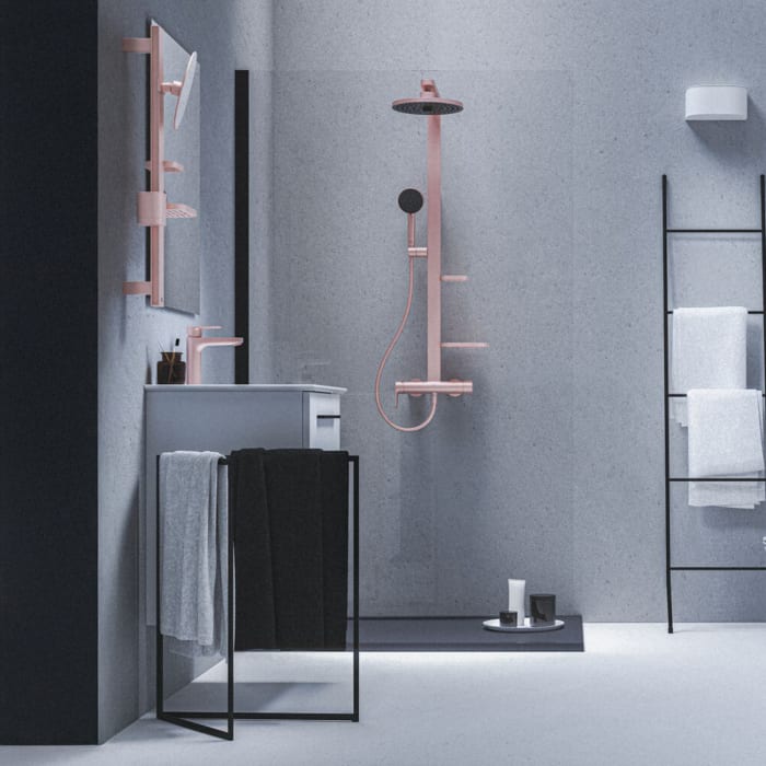 Ideal Standard Alu+ Beauty Bar Accessoires-Kombination S700 mit Spiegel Ø 20 cm