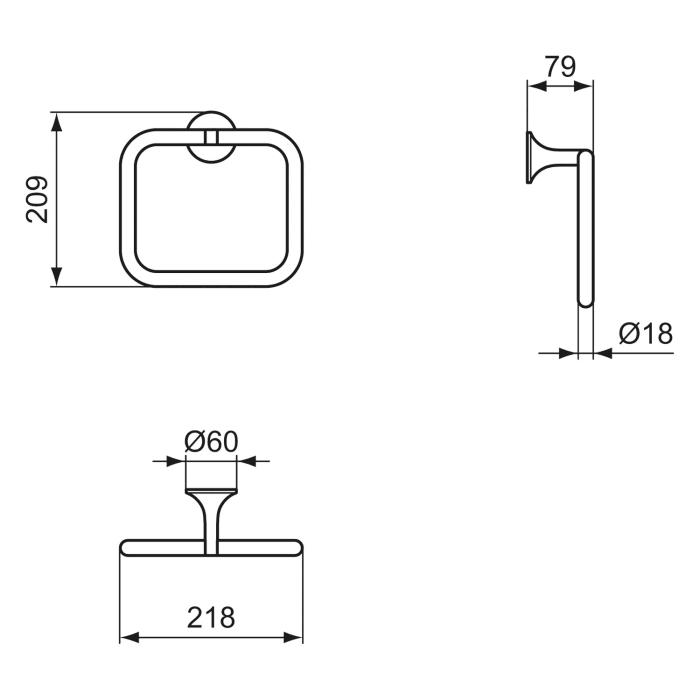 Ideal Standard La Dolce Vita Handtuchring 21,8 cm eckig
