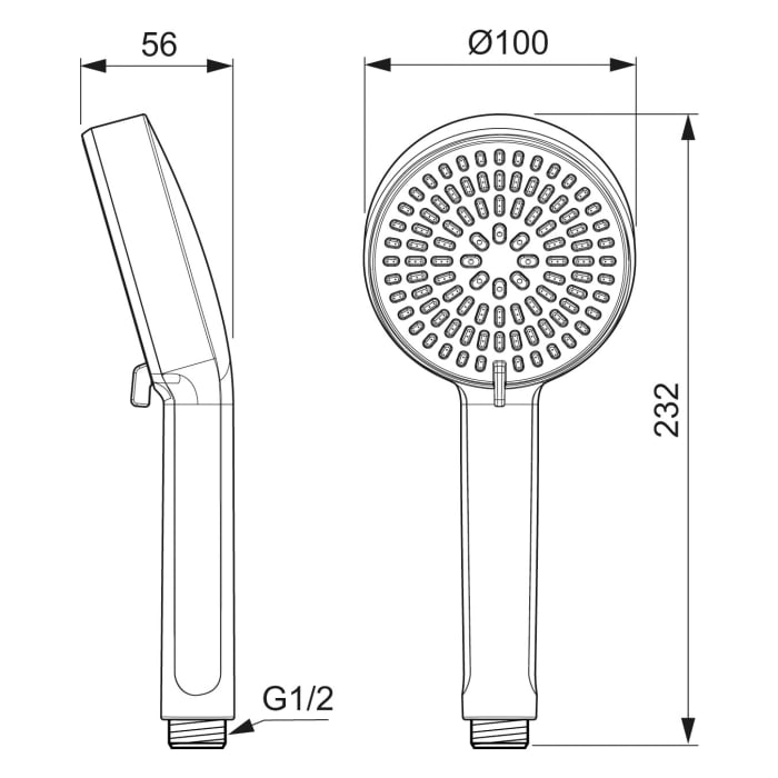 Ideal Standard Alu+ Handbrause mit 2 Funktionen Ø 10 cm