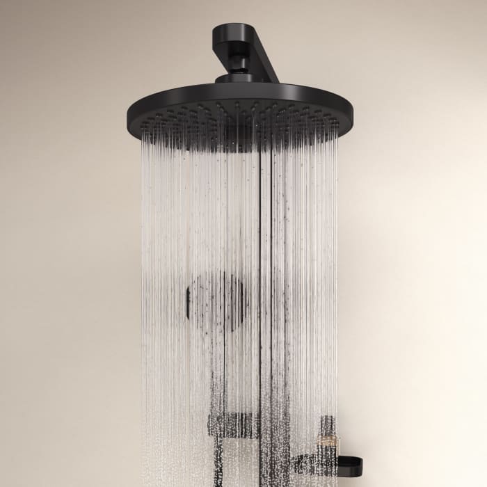 Ideal Standard Alu+ Duschsystem mit Ceratherm Brausethermostat, 2 Ablagen, 2-Funktions-Handbrause und 2-Funktions-Kopfbrause