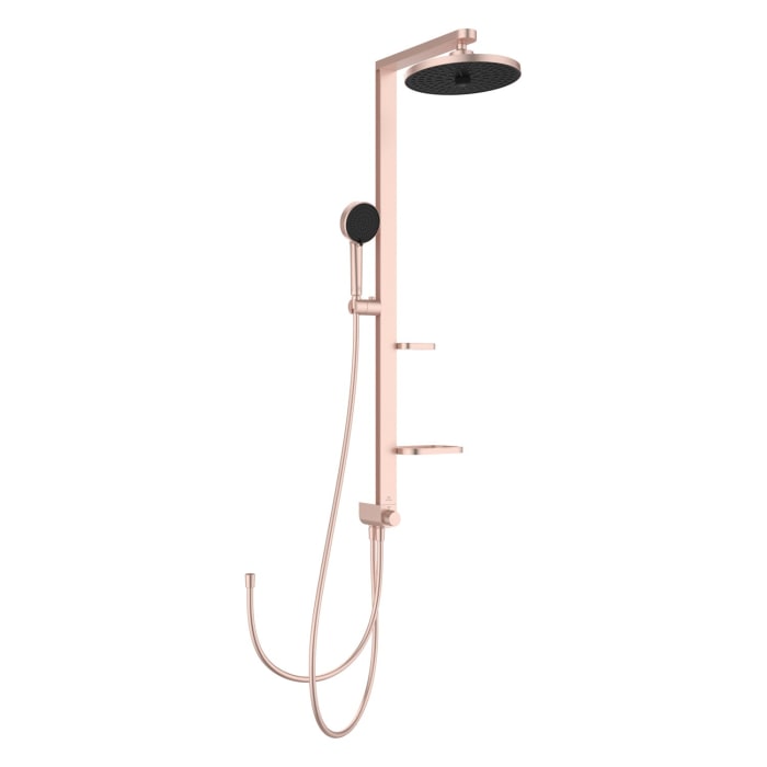 Ideal Standard Alu+ Duschsystem ohne Armatur, mit 2 Ablagen, 2-Funktions-Handbrause und 2-Funktions-Kopfbrause