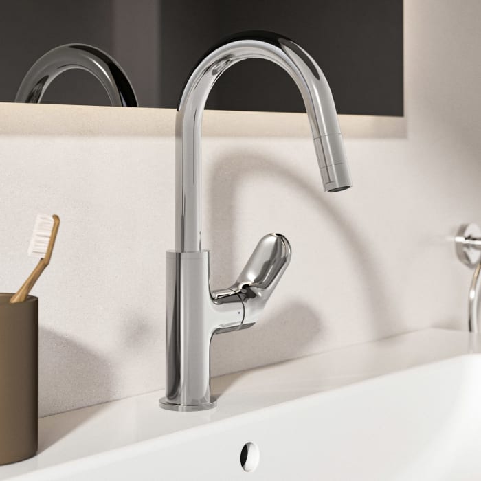 Ideal Standard Ceralife O  Waschtischarmatur H200 Push-Open Ventil mit herausziehbarer Handbrause