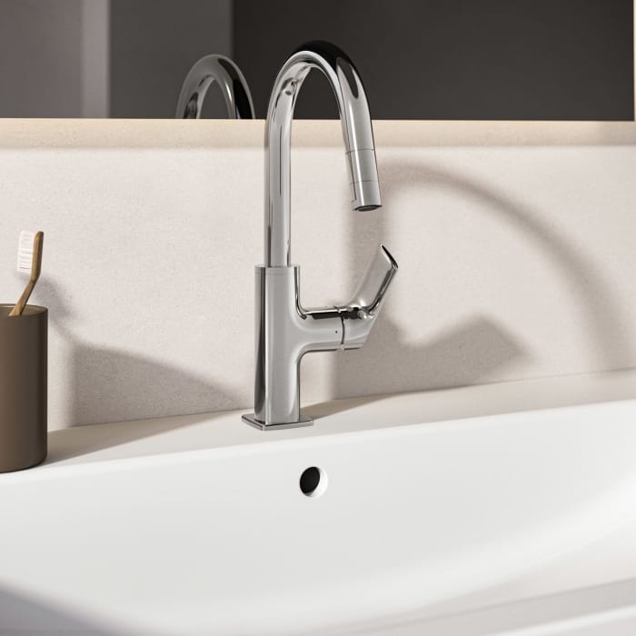 Ideal Standard Ceralife C  Waschtischarmatur H200 Push-Open Ventil mit herausziehbarer Handbrause