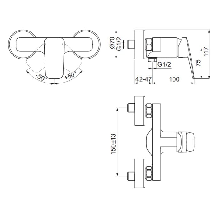 Ideal Standard Ceraplan Einhebel-Brausearmatur Aufputz