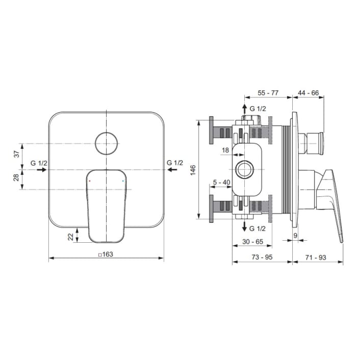 Ideal Standard Ceraplan Einhebel-Badearmatur Unterputz
