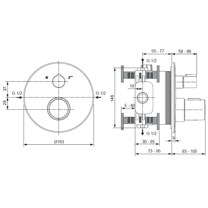 Ideal Standard Ceratherm C100 Badethermostat UP, Bausatz 2