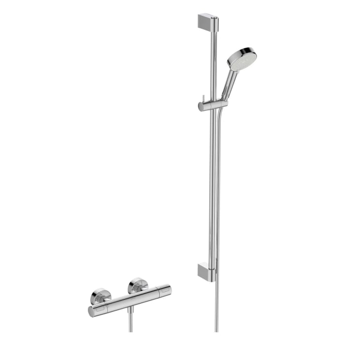 Ideal Standard Ceratherm T25 N Duscharmatur Paket, Handbrause rund, wassersparend