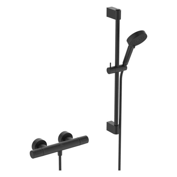 Ideal Standard Ceratherm T25 N Duscharmatur Paket, Brausestange 60 cm, Handbrause wasersparend