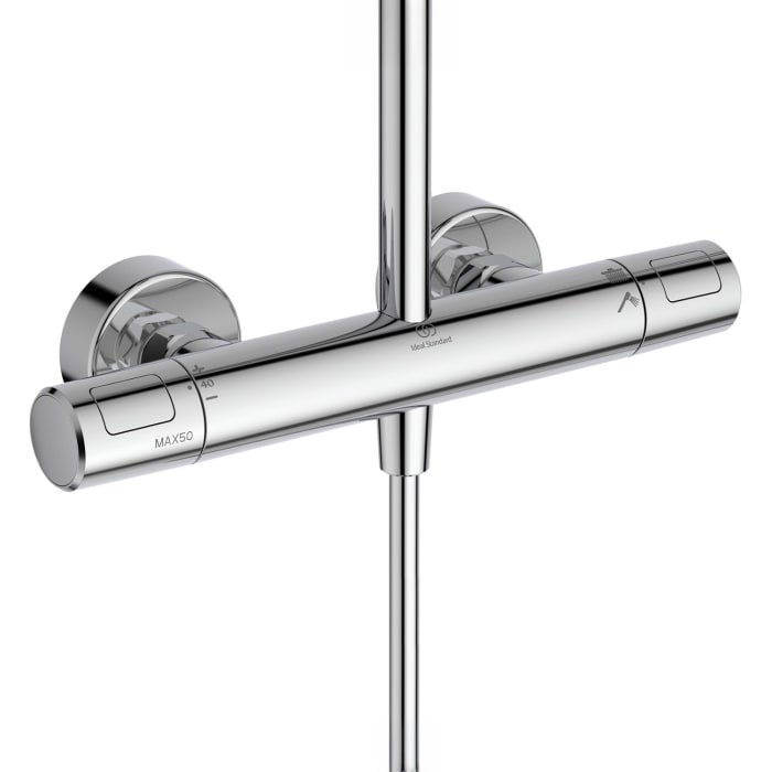Ideal Standard Ceratherm T25+ Duschsystem mit Brausethermostat, Hand- und Kopfbrause, Kopfbrause rund