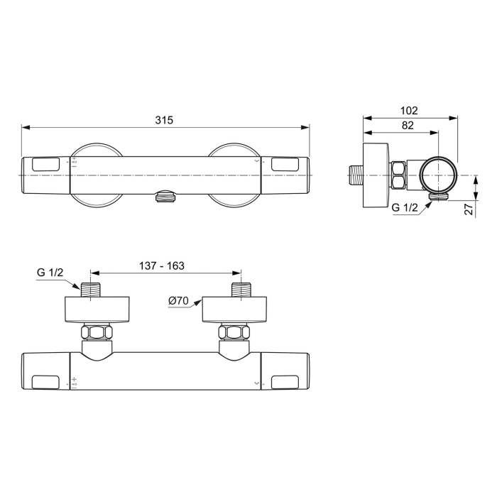 Ideal Standard Ceratherm T25 N Aufputz-Brausethermostat