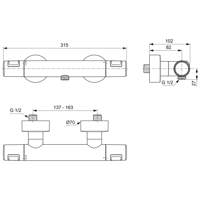 Ideal Standard CeraTherm T25 Brausethermostat Aufputz