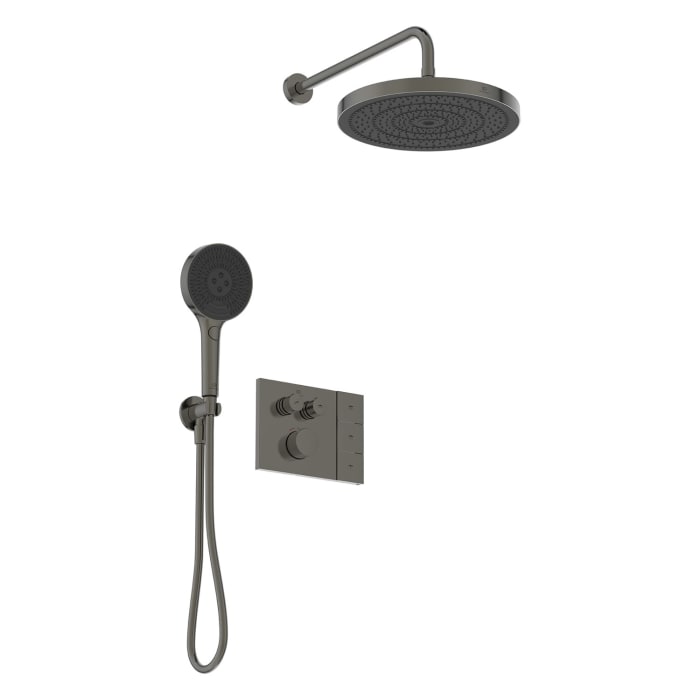 Ideal Standard Duscharmaturen-Set Ceratherm Navigo® Unterputzthermostat mit Easy-Box Unterputz-Grundkörper, Solos 3-Funktions-Kopf- und Handbrause