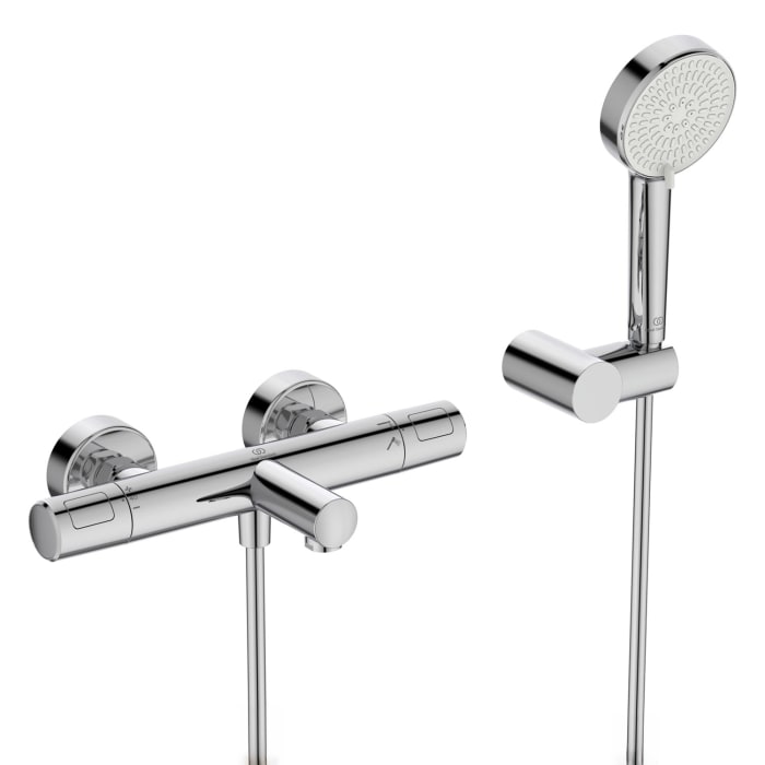 Ideal Standard Ceratherm T25 N Aufputz-Badethermostat mit Handbrauseset, 2 Strahlarten