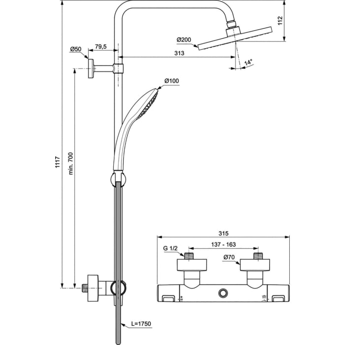 Ideal Standard CeraTherm T25 Duschsystem
