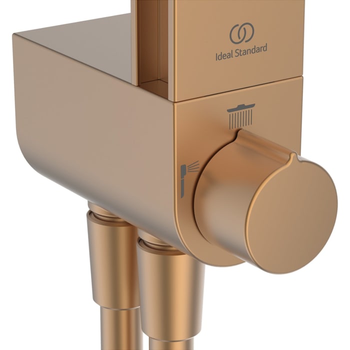 Ideal Standard Ceratwist Alu+ Duschsystem ohne Armatur, mit 2 Ablagen, 2-Funktions-Handbrause und 2-Funktions-Kopfbrause