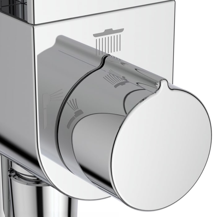 Ideal Standard Ceratwist Alu+ Duschsystem ohne Armatur, mit 2 Ablagen, 2-Funktions-Handbrause und 2-Funktions-Kopfbrause