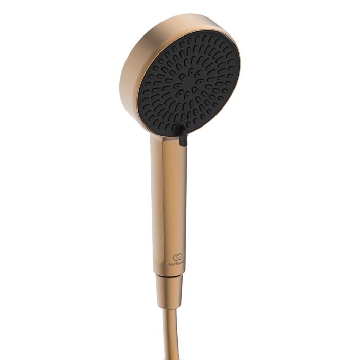 Ideal Standard Ceratwist Alu+ Duschsystem ohne Armatur, mit 2 Ablagen, 2-Funktions-Handbrause und 2-Funktions-Kopfbrause