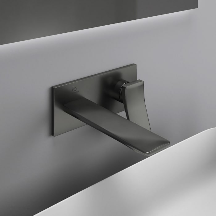 Ideal Standard Conca Wand-Waschtischarmatur, eckige Rosette, Auslauf 18 cm