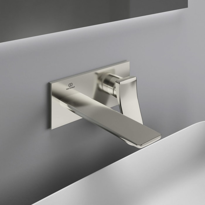 Ideal Standard Conca Wand-Waschtischarmatur, eckige Rosette, Auslauf 18 cm