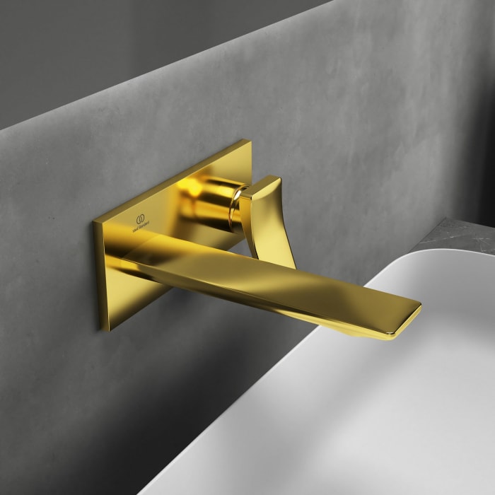 Ideal Standard Conca Wand-Waschtischarmatur, eckige Rosette, Auslauf 18 cm