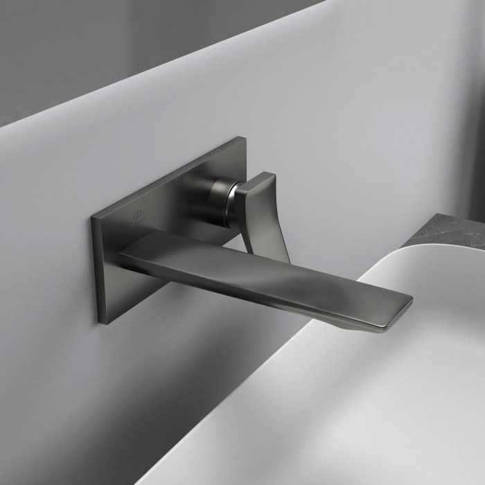 Ideal Standard Conca Wand-Waschtischarmatur, eckige Rosette, Auslauf 18 cm