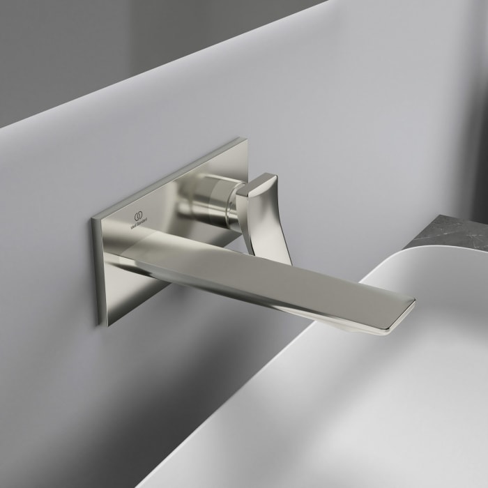 Ideal Standard Conca Wand-Waschtischarmatur, eckige Rosette, Auslauf 18 cm