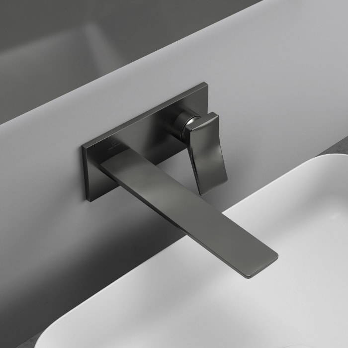 Ideal Standard Conca Wand-Waschtischarmatur, eckige Rosette, Auslauf 22 cm