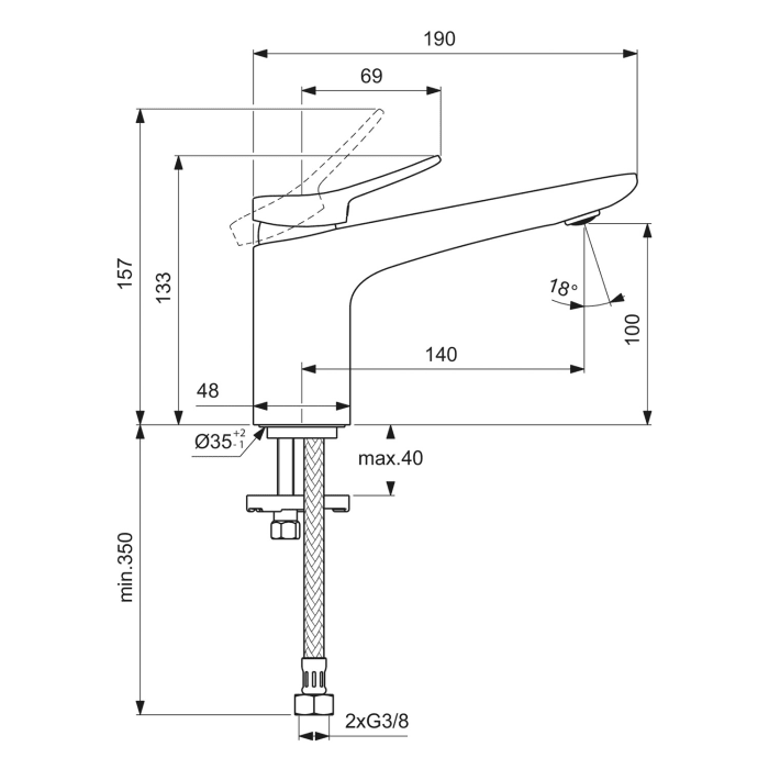 Ideal Standard Conca Waschtischarmatur ohne Ablaufgarnitur