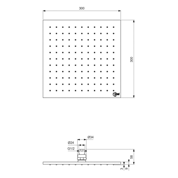 Ideal Standard Idealrain Pro Kopfbrause 30 x 30 cm