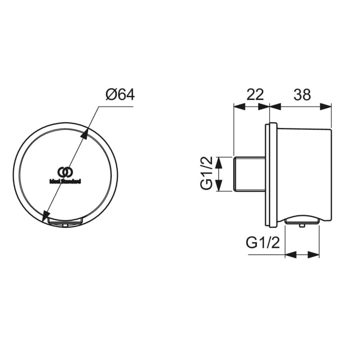 Ideal Standard Idealrain Wandanschluss für Brauseschlauch G1/2