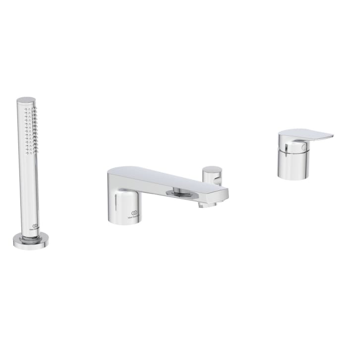 Ideal Standard La Dolce Vita 4-Loch-Badearmatur für Wannenrand mit Handbrause-Set, mit Auslauf