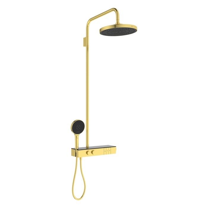 Ideal Standard Solos Duschsystem mit Aufputz-Brausethermostat Ceratherm Navigo® mit Ablage, 3-Funktions-Hand- & Kopfbrause