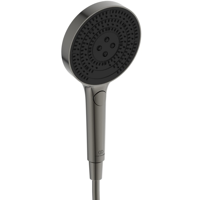 Ideal Standard Solos Duschsystem mit AP-Brausethermostat Ceratherm Navigo® mit Ablage, 3-Funktions-Hand- & Kopfbrause mit Leuchtring