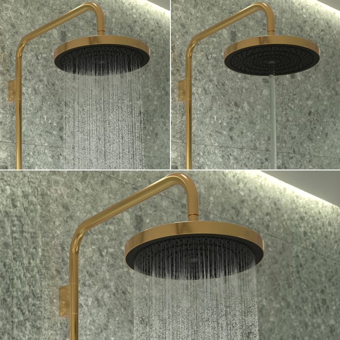 Ideal Standard Solos Duschsystem mit Aufputz-Brausethermostat Ceratherm Navigo® mit Ablage, 3-Funktions-Hand- & Kopfbrause