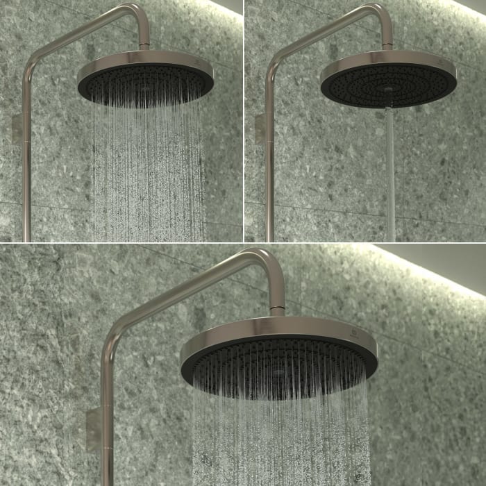Ideal Standard Solos Duschsystem mit Aufputz-Brausethermostat Ceratherm Navigo® mit Ablage, 3-Funktions-Hand- & Kopfbrause