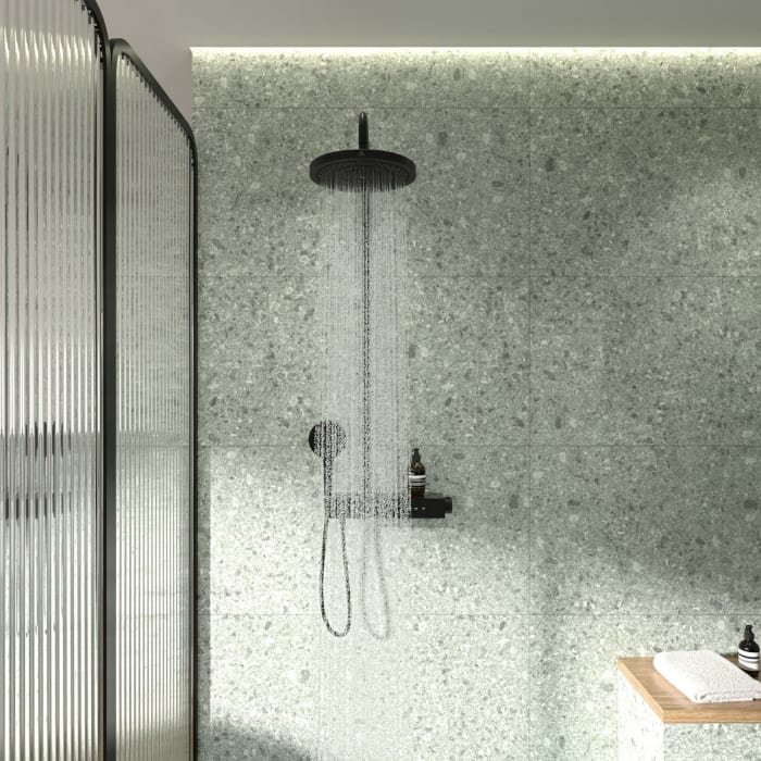 Ideal Standard Solos Duschsystem mit Aufputz-Brausethermostat Ceratherm Navigo® mit Ablage, 3-Funktions-Hand- & Kopfbrause
